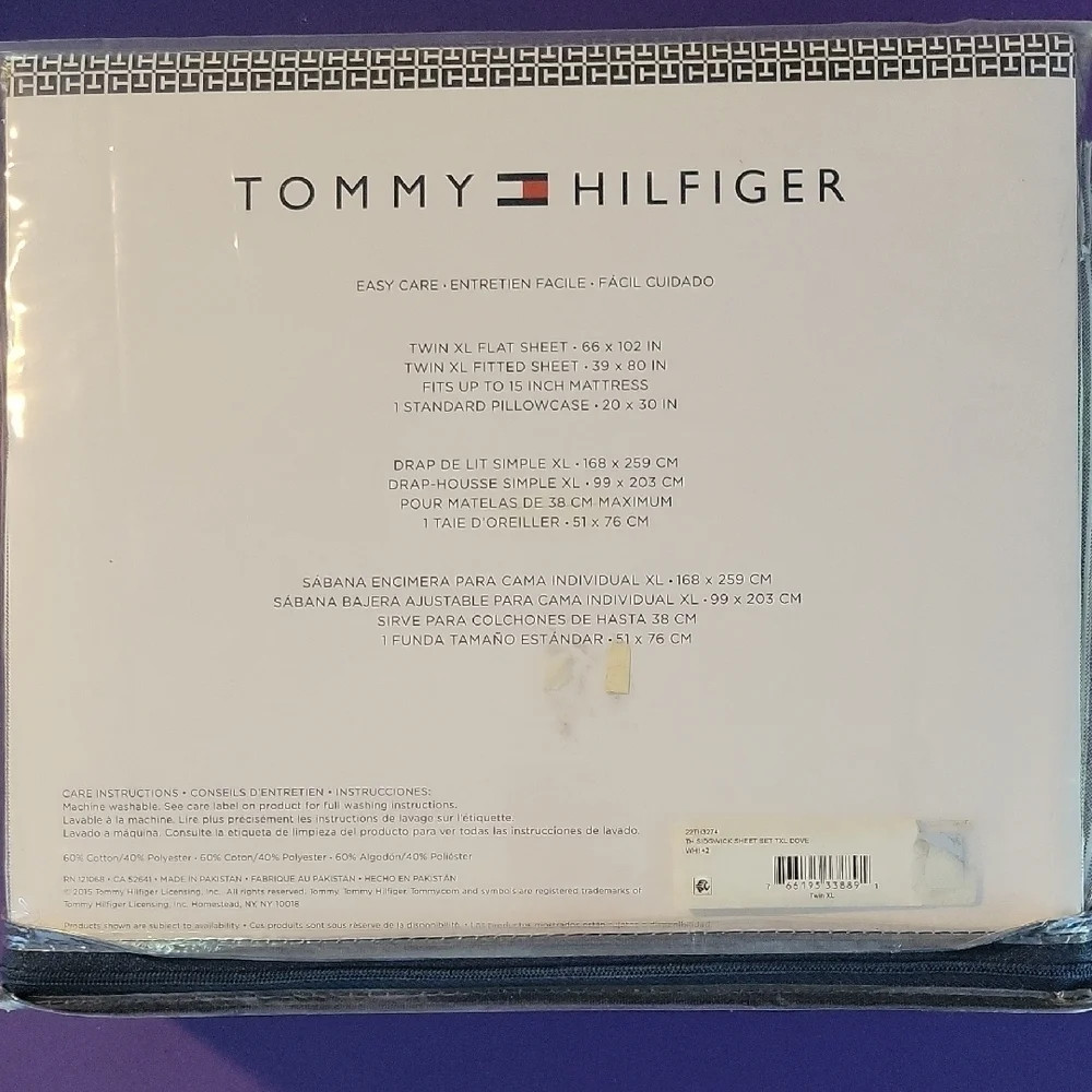 Tommy Hilfiger Twin XL Sheet Set -Gray & White Stripes Sidgwick New Never Opened